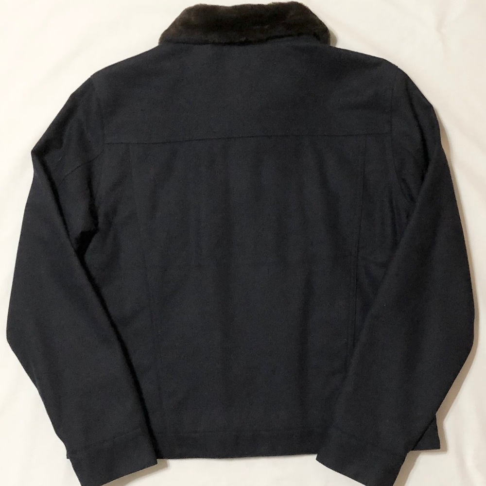 NWT - Gap Women’s Navy Wool Jacket w/Fur Collar- L - Picture 7 of 13